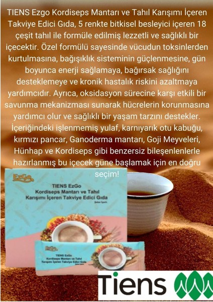 Ezgo Kordisep Mantarı ve Tahıl İçeren Takviye Edici Gıda