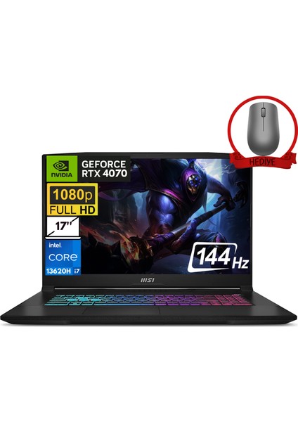 Msı Katana 17 Intel Core I7 13620H 96GB 1tb SSD RTX4070/8GB W11P 17.3" Fhd 144Hz Taşınabilir Bilgisayar B13VGK-1040XTR-A94