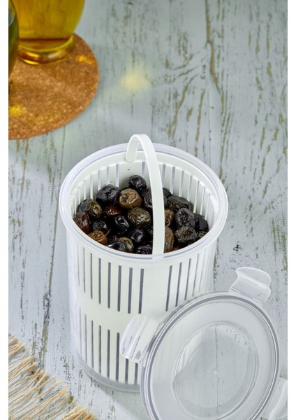 Zeytinlik Süzgeçli Zeytin Turşu Saklama Kabı 1,5 Lt