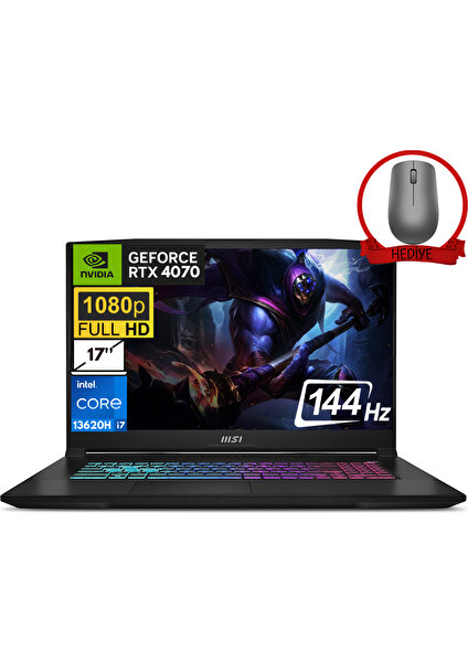 Msı Katana 17 Intel Core I7 13620H 8gb 2tb SSD RTX4070/8GB Freedos 17.3" Fhd 144Hz Taşınabilir Bilgisayar B13VGK-1040XTR-A3