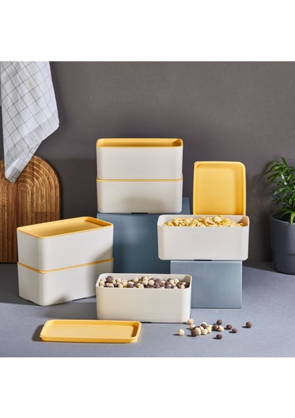 Stackseal 6'lı 1 Lt Krem Beslenme ve Saklama Kabı Seti