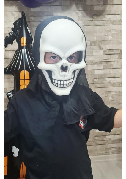 Kuru Kafa Maskesi Cadılar Bayramı Halloween Maskesi Korkunç Iskelet Kurukafa Tüllü Maske