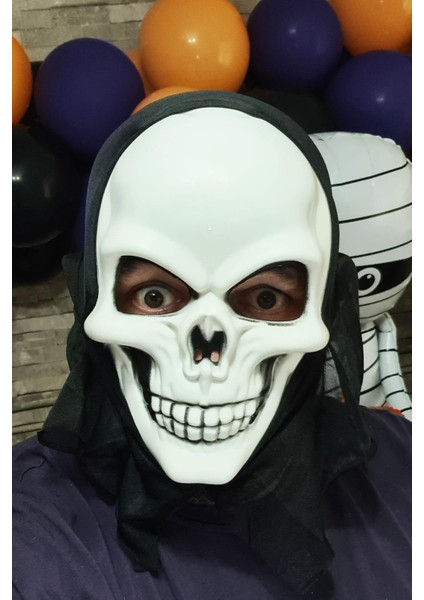 Kuru Kafa Maskesi Cadılar Bayramı Halloween Maskesi Korkunç Iskelet Kurukafa Tüllü Maske fiyatları