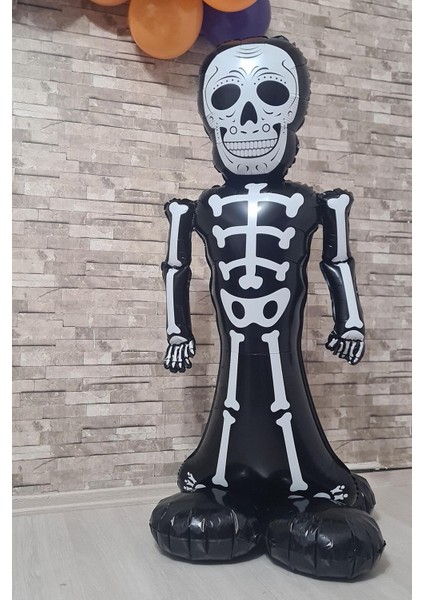 Ayaklı Siyah Iskelet Folyo Balon Cadılar Bayramı Halloween Süsleri Dev Iskelet Folyo Balon fiyatları