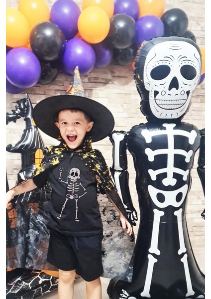 Ayaklı Siyah Iskelet Folyo Balon Cadılar Bayramı Halloween Süsleri Dev Iskelet Folyo Balon indirimleri