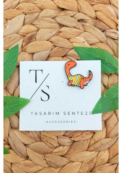 Rozet Metal Broş Yaka Okul Çantası Kıyafet Şapka Aksesuar Sevimli Tatlı Dinozor Turuncu Rosette
