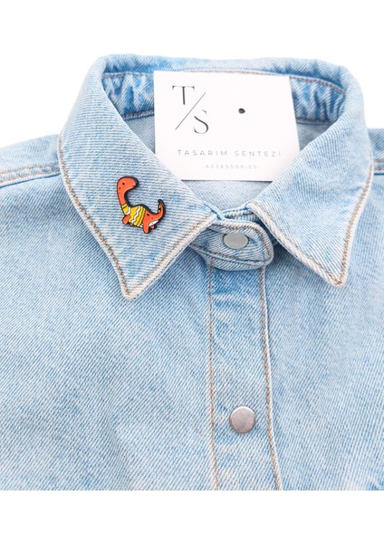 Rozet Metal Broş Yaka Okul Çantası Kıyafet Şapka Aksesuar Sevimli Tatlı Dinozor Turuncu Rosette fiyatları