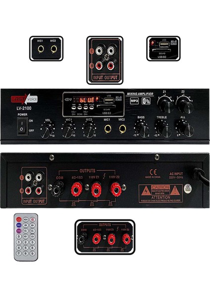 Black Large Plus Paket-4 Hoparlör ve Anfi Anons Ses Sistemi Seti modelleri