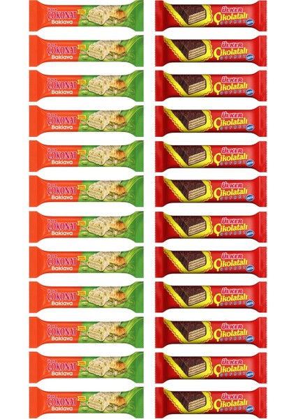 Çokonat Baklava 30 gr x 12 Adet + Çikolatalı Gofret 36 gr x 12 Adet