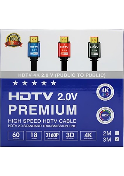 C-592 Yüksek Hız Hdmi Hdtv 4K Hdr 2.0V Görüntü Aktarma Kablosu 3 Metre