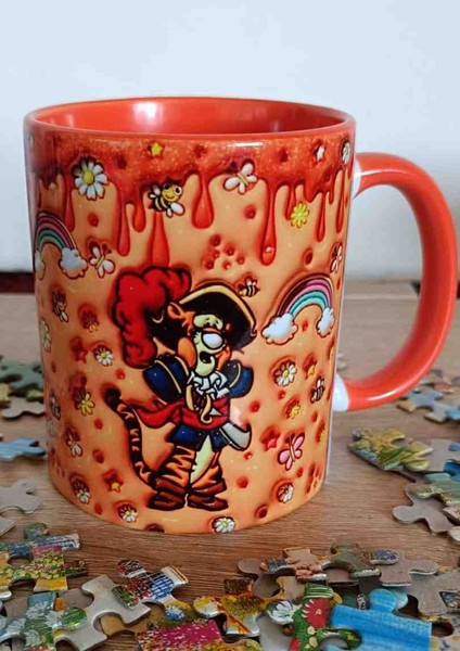 Mugs And Love Winnie The Pooh Tiger 3D Baskı Büyük Boy Kupa