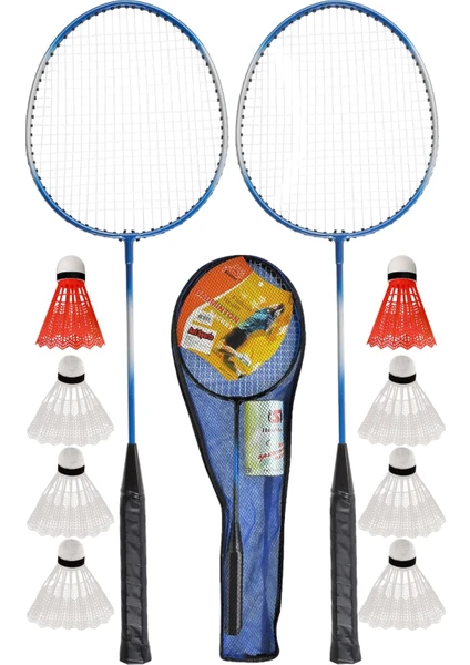 11 Parça Çantalı Set Badminton Raketi Seti 2 Raket + 8 Top + Çanta Amatör Çocuk-Genç Raket Top Seti