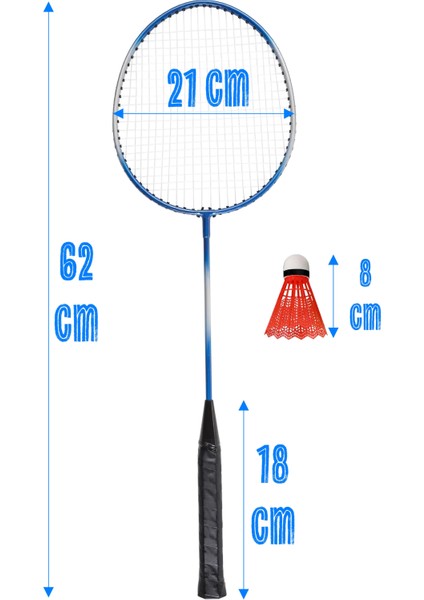 11 Parça Çantalı Set Badminton Raketi Seti 2 Raket + 8 Top + Çanta Amatör Çocuk-Genç Raket Top Seti