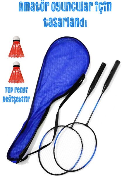 11 Parça Çantalı Set Badminton Raketi Seti 2 Raket + 8 Top + Çanta Amatör Çocuk-Genç Raket Top Seti