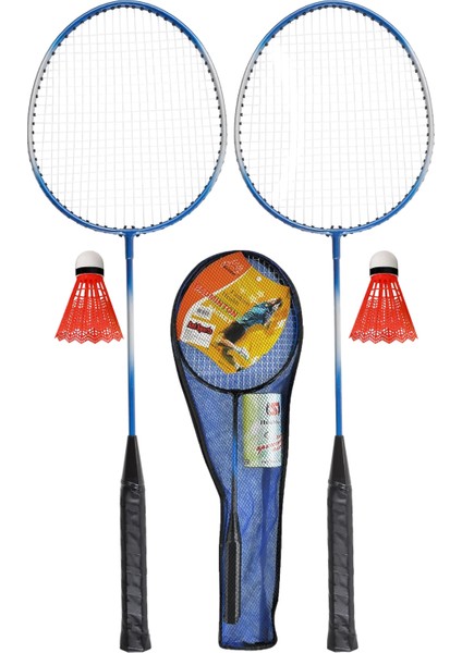 5'li Çantalı Set Badminton Raketi Seti 2 Raket + 2 Top + Çanta Amatör Çocuk-Genç Raket Top Seti 500