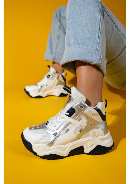 Lowel Beyaz Laci Fermuarlı ve Bağcıklı Kadın Spor Bot indirimleri