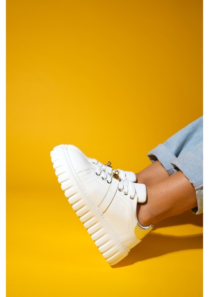 Andro Beyaz Gümüş Kalın Tabanlı Kadın Spor Ayakkabı fırsatları