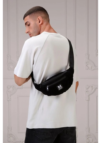 Siyah Süet 3 Bölmeli Çapraz Bel ve Omuz Çantası modelleri