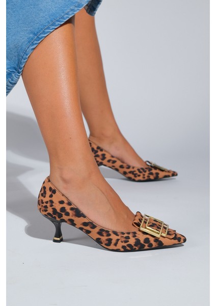Meteona Siyah Sarı Desenli Kadın Topuklu Ayakkabı modelleri