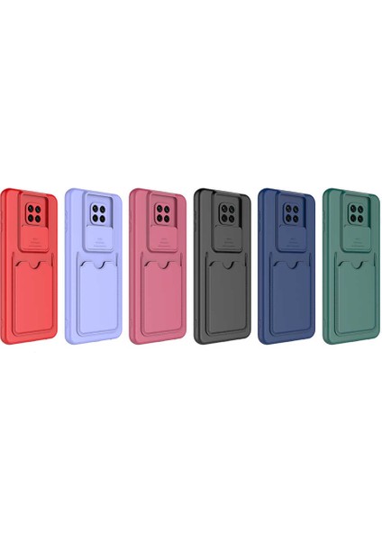 - Xiaomi Redmi Note 9 Pro - Kılıf Slayt Sürgülü Kart Bölmeli ​Kartix Kapak - Koyu Mor
