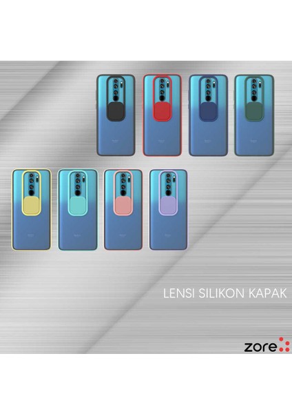 - Xiaomi Redmi Note 8 Pro - Kılıf Slayt Sürgülü Arkası Buzlu Lensi Kapak - Lila