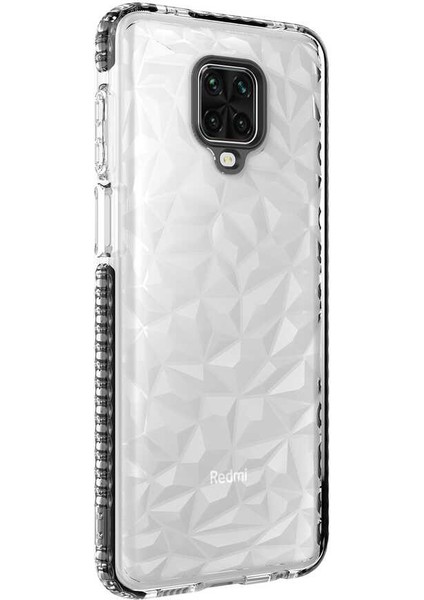 - Xiaomi Redmi Note 9S - Kılıf Koruyucu Prizmatik Görünümlü Buzz Kapak - Siyah - T18871