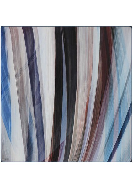 Mavi Esinti Desen Twill Ipek Eşarp