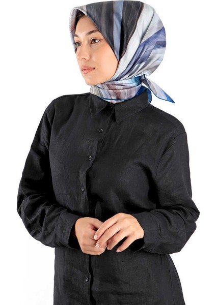 Mavi Esinti Desen Twill Ipek Eşarp fiyatları