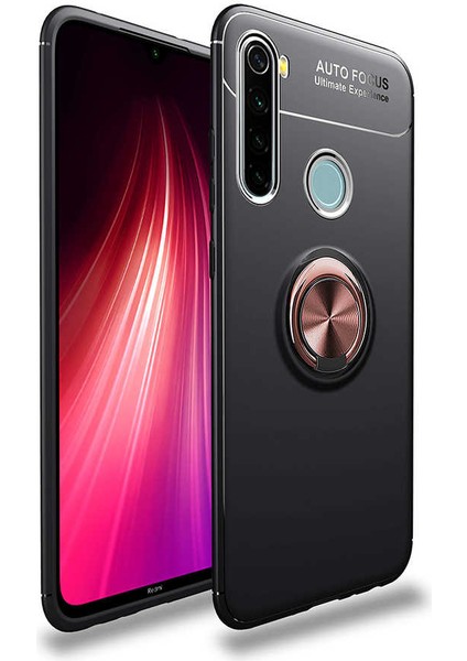 - Xiaomi Redmi Note 8 - Kılıf Yüzüklü Karbon Ravel Silikon Kapak - Siyah