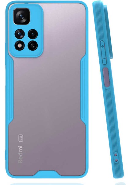 - Xiaomi Redmi Note 11 Pro Plus 5G - Kılıf Kenarı Renkli Arkası Şeffaf Parfe Kapak - Mavi - T20478