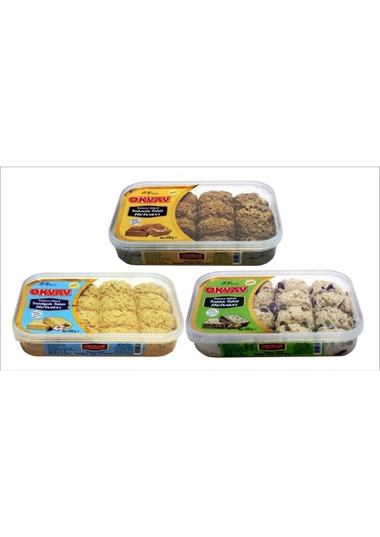Avantaj Paketi 3'lü Lezzet Bir Arada! 740 gr Pls. Helva x3 Kakaolu, Vanilyalı, Fıstıklı