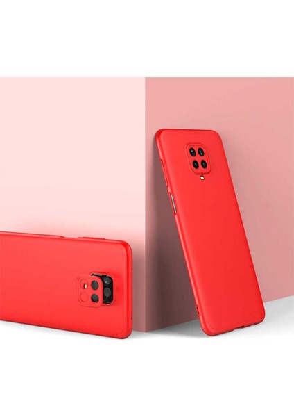 - Xiaomi Redmi Note 9 Pro - Kılıf Parmak izi Yapmayan 3 Parça Ays Kapak - Kırmızı - T14695