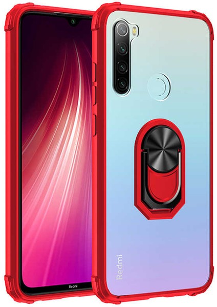 - Xiaomi Redmi Note 8 - Kılıf Yüzüklü Arkası Şeffaf Koruyucu Mola Kapak - Siyah