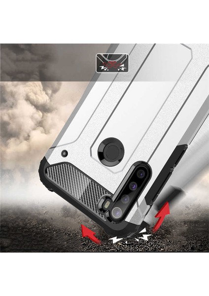 - Xiaomi Redmi Note 8 - Kılıf Çift Katman Zırh Tank Crash Military Kapak - Gold