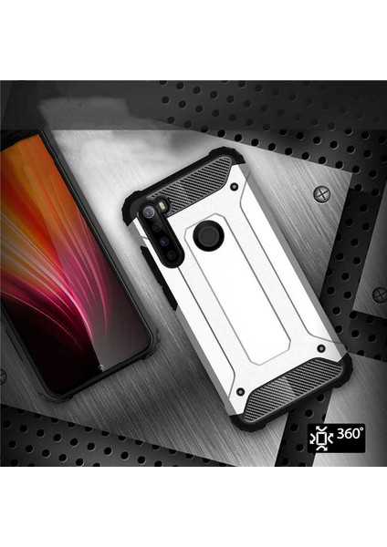 - Xiaomi Redmi Note 8 - Kılıf Çift Katman Zırh Tank Crash Military Kapak - Gold