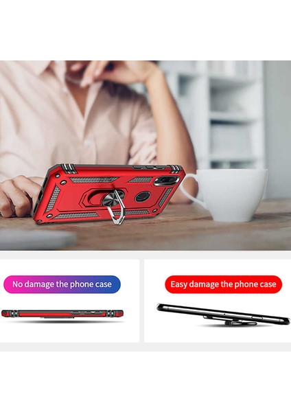 - Xiaomi Redmi Note 7 - Kılıf Yüzüklü Zırh Tank Vega Kapak - Siyah
