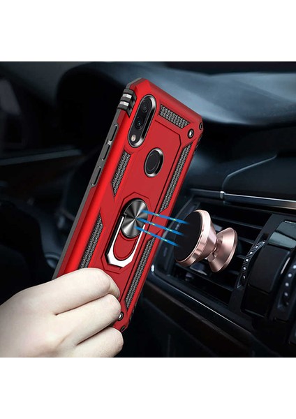- Xiaomi Redmi Note 7 - Kılıf Yüzüklü Zırh Tank Vega Kapak - Siyah