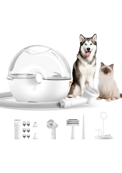 S1 Pro Kedi Köpek Vakumlu Tüy Bakım, Tıraş, Tarama, Tırnak Törpü ve Pati Tıraş Seti - 1 Yıl Garanti