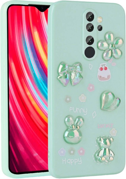 - Xiaomi Redmi Note 8 Pro - Kılıf Kabartma Figürlü Parlak Toys Silikon Kapak - Açık Yeşil - T30176