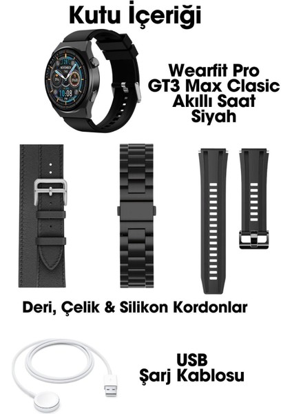 Gt3 Max Clasic Akıllı Saat Yuvarlak Model 1.5 Inç 37MM Amoled Ekran Akıllı Kol Saati