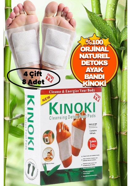 8 Adet | %100 Kinoki Detoks Ayak Bandı , Foot Patch Toksn Atıcı Detox Ayak Detoksu Bantı