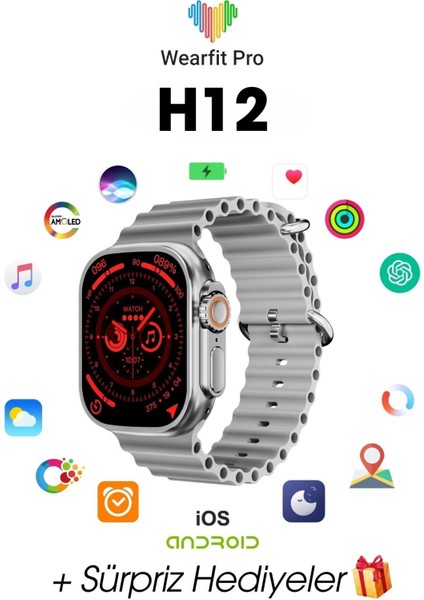 H12 Akıllı Saat 45MM Miniled Ekran Akıllı Kol Saati
