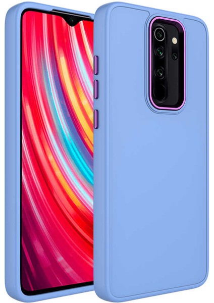 - Xiaomi Redmi Note 8 Pro - Kılıf Metal Çerçeve ve Buton Tasarımlı Silikon Luna Kapak - Lila - T25127