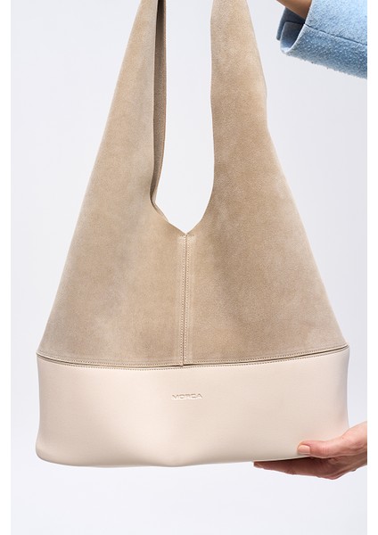 Hakiki Süet Salaş Omuz Çantası Ekru fiyatları