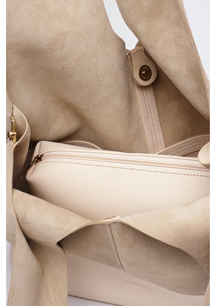 Hakiki Süet Salaş Omuz Çantası Ekru fırsatları