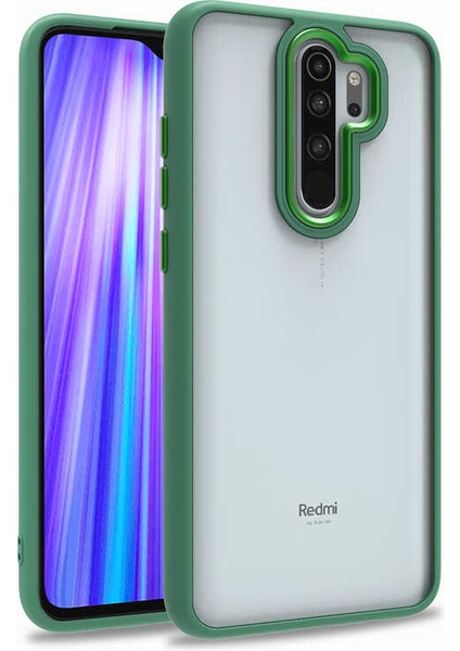 - Xiaomi Redmi Note 8 Pro - Kılıf Arkası Şeffaf Kamera Çevresi Parlak Zıt Renkli Flora Kapak - Yeşil - T23438