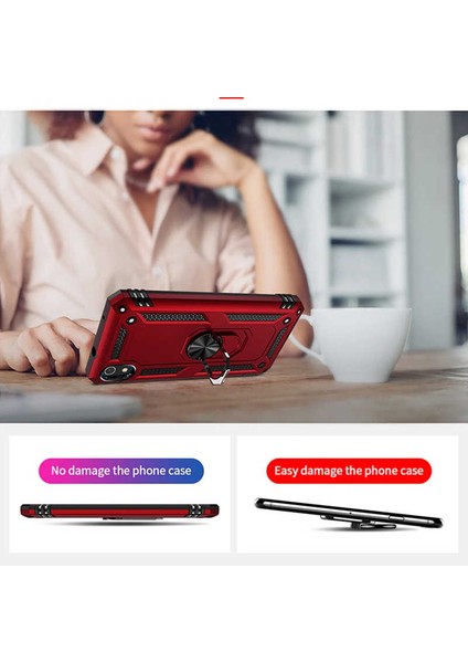 - Xiaomi Redmi 7A - Kılıf Yüzüklü Zırh Tank Vega Kapak - Gold