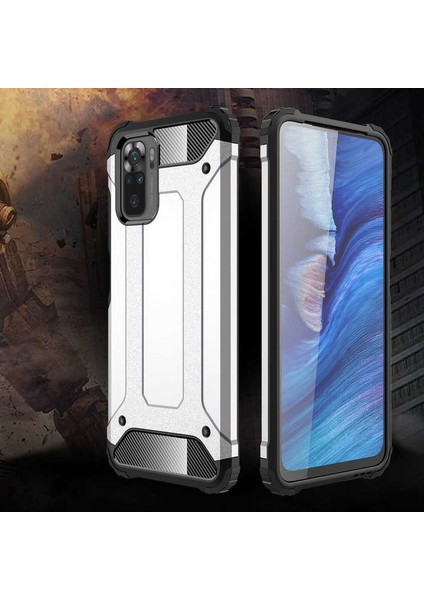 - Xiaomi Redmi Note 10S - Kılıf Çift Katman Zırh Tank Crash Military Kapak - Gold