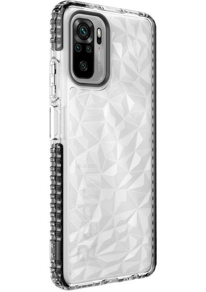- Xiaomi Redmi Note 10 - Kılıf Koruyucu Prizmatik Görünümlü Buzz Kapak - Siyah - T19070
