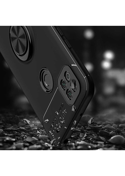 - Xiaomi Redmi 9C - Kılıf Yüzüklü Karbon Ravel Silikon Kapak - Siyah-Rose Gold modelleri